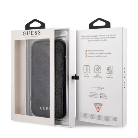 Guess Apple iPhone 12 Pro Max 2020 (6.7) oldalra nyíló könyv tok fekete (GUFLBKSP12L4GG)