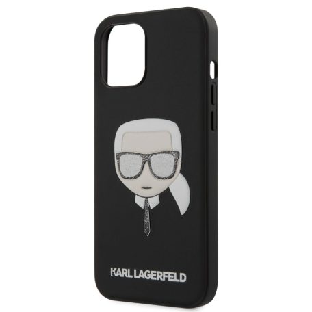 Karl Lagerfeld Apple iPhone 12 / 12 Pro 2020 (6.1) Glitter Head hátlapvédő tok fekete (KLHCP12MGLBK)