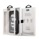 Karl Lagerfeld and Choupette Apple iPhone 12 / 12 Pro 2020 (6.1) oldalra nyíló könyv tok fekete (KLFLBKSP12MFKICKC)