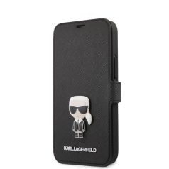   Karl Lagerfeld Apple iPhone 12 Pro Max 2020 (6.7) oldalra nyíló könyv tok fekete (KLFLBKSP12LFKICKC)