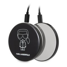   Karl Lagerfeld Apple AirPods 1/2 szilikon tok fekete külső akkumulátorral (KLBPPBOA2K)