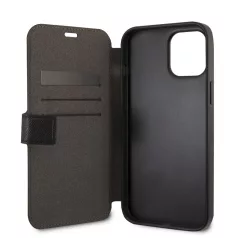   Karl Lagerfeld Apple iPhone 12 / 12 Pro 2020 (6.1) Saffiano Iconic oldalra nyíló könyv tok fekete (KLFLBKP12MIKMSBK)