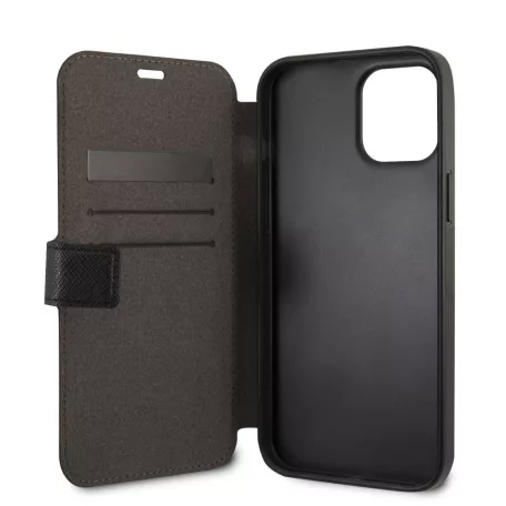 Karl Lagerfeld Apple iPhone 12 Pro Max 2020 (6.7) Saffiano Iconic oldalra nyíló könyv tok fekete (KLFLBKP12LIKMSBK)