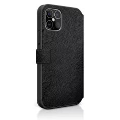   Karl Lagerfeld and Choupette Apple iPhone 12 / 12 Pro 2020 (6.1) oldalra nyíló könyv tok fekete (KLFLBKP12MSAKICKCBK)