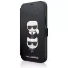 Karl Lagerfeld and Choupette Apple iPhone 12 Pro Max 2020 (6.7) oldalra nyíló könyv tok fekete (KLFLBKP12LSAKICKCBK)