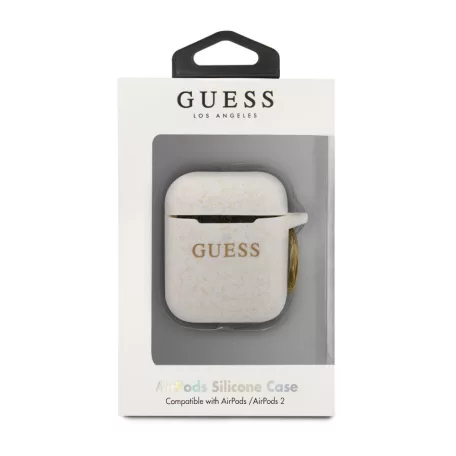 Guess Apple AirPods 1 / 2 szilikon tok fehér (GUACCSILGLWH)