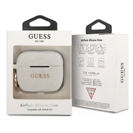 Guess Apple AirPods Pro szilikon tok fehér (GUACAPSILGLWH)