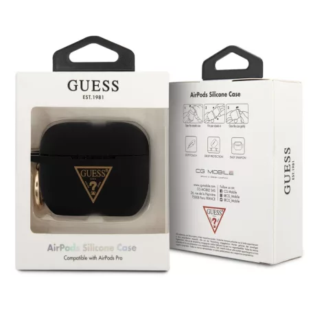 Guess Apple AirPods Pro szilikon tok fekete (GUACAPLSTLBK)