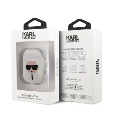 Karl Lagerfeld Apple AirPods 1/2 szilikon tok fehér (KLACCSILKHWH)
