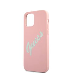   Guess Apple iPhone 12 Mini 2020 (5.4) Silicone Vintage Green Script hátlapvédő tok pink (GUHCP12SLSVSPG)