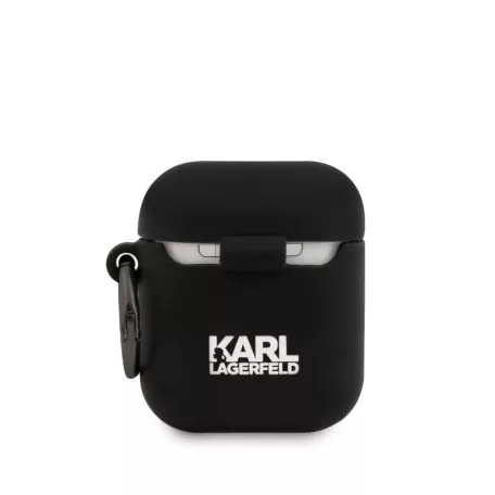 Karl Lagerfeld Rue St Guillaume Apple AirPods 1/2 szilikon tok fekete (KLACA2SILRSGBK)
