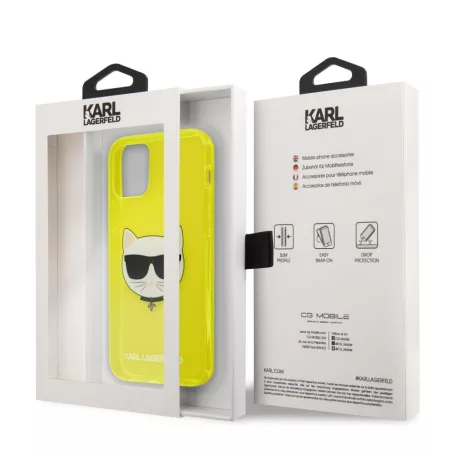 Karl Lagerfeld TPU Choupette Apple iPhone 12 / 12 Pro 2020 (6.1) hátlapvédő tok Fluo Yellow (KLHCP12MCHTRY)