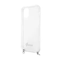   Guess Apple iPhone 12 / 12 Pro 2020 (6.1) PC Silver 4G Chain and Script hátlapvédő tok átlátszó (GUHCP12MKC4GSSI)