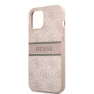 Guess Apple iPhone 12 / 12 Pro 2020 (6.1) PU 4G Printed Stripe hátlapvédő tok pink (GUHCP12M4GDPI)