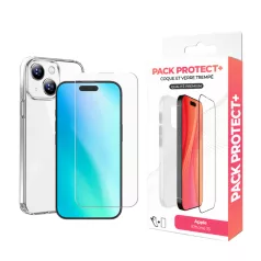   Moxie Pack Protect+ Apple iPhone 16e (6.1) átlátszó vékony szilikon tok előlapi üvegfóliával