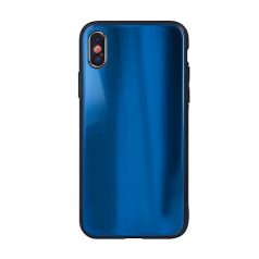   Rainbow szilikon tok üveg hátlappal - Huawei P Smart (2019) / Honor 10 Lite kék
