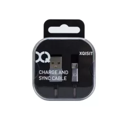   Xqisit dobozos USB - USB-C szövetbevonatos adatkábel 0.8m szürke