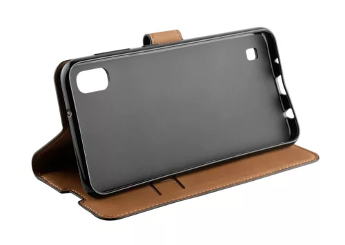 Xqisit Slim Wallet Selection Samsung A105 Galaxy A10 (2019) oldalra nyíló mágneses bőrhatású könyv tok szilikon belsővel fekete