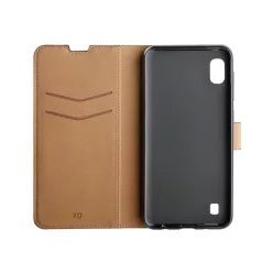   Xqisit Slim Wallet Selection Samsung A415 Galaxy A41 oldalra nyíló mágneses bőrhatású könyv tok szilikon belsővel fekete