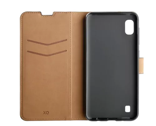 Xqisit Slim Wallet Selection Samsung A415 Galaxy A41 oldalra nyíló mágneses bőrhatású könyv tok szilikon belsővel fekete