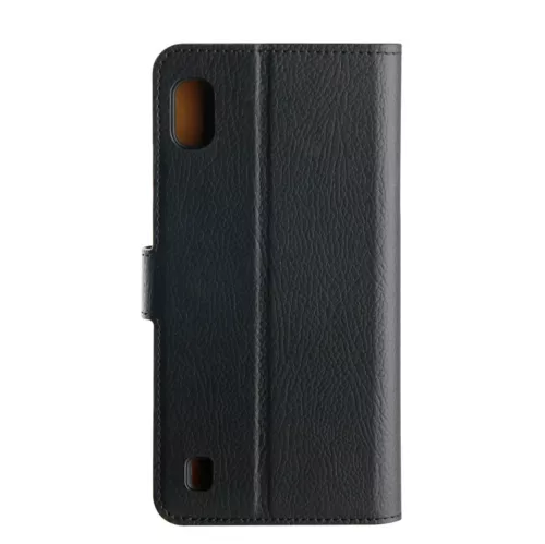Xqisit Slim Wallet Selection Samsung A415 Galaxy A41 oldalra nyíló mágneses bőrhatású könyv tok szilikon belsővel fekete