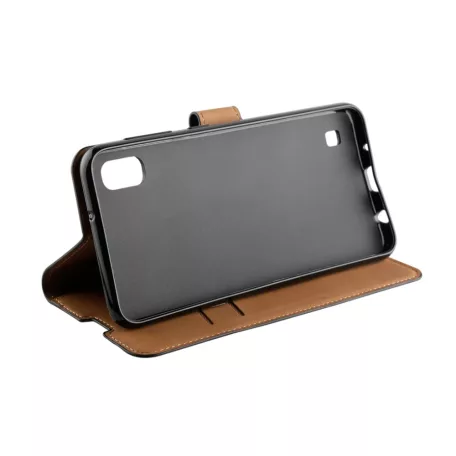 Xqisit Slim Wallet Selection Samsung A415 Galaxy A41 oldalra nyíló mágneses bőrhatású könyv tok szilikon belsővel fekete