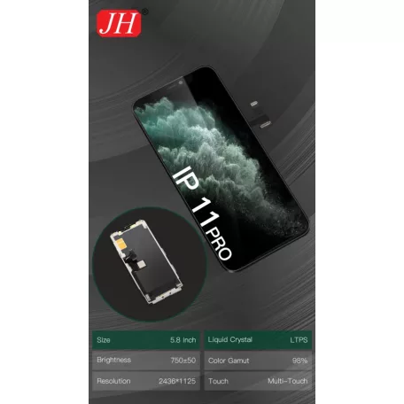 JH Apple iPhone 11 Pro 2019 fekete LCD kijelző érintővel (FHD, removable IC)