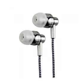   Astrum EB250 univerzális 3,5mm jack ezüst sztereó headset mikrofonnal, szövetbevonatos kábellel, extra mély, prémium hangzással