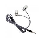 Astrum EB250 universal 3,5mm jack silver stereo headset with microphone, braided cord, extra deep bass, premium sound quality