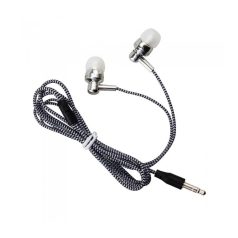   Astrum EB250 universal 3,5mm jack silver stereo headset with microphone, braided cord, extra deep bass, premium sound quality