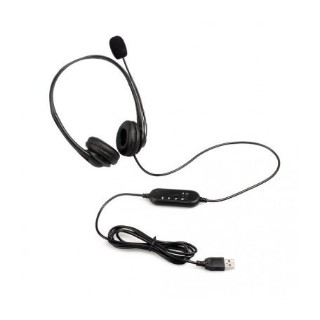 Astrum HS750 Call center USB headphone with flexible noise-isolating microphone and soft leather earcups