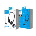 Astrum HS750 Call center USB headphone with flexible noise-isolating microphone and soft leather earcups