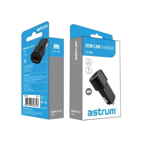 Astrum CC100 fehér - ezüst autós szivar töltő 1.0A 1xUSB A93010-Q 5W