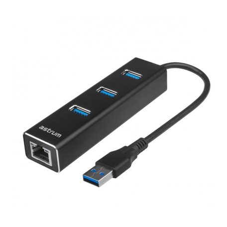 Astrum ACTIVE ADAPTER DA580 USB3.0 - 3 GIGABIT ETHERNET + 3PORT HUB BLACK