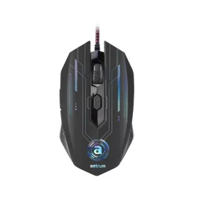   Astrum MG200 6D 4800DPI vezetékes fekete gamer optikai egér, programozható gombokkal, többszínű LED világítással