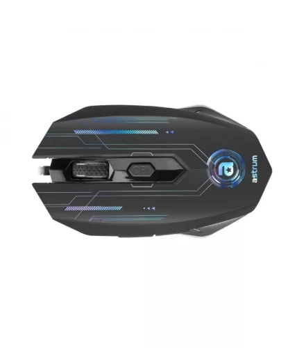Astrum MG200 6D 4800DPI vezetékes fekete gamer optikai egér, programozható gombokkal, többszínű LED világítással