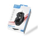 Astrum MG300 7D 4800DPI vezetékes gumírozott fekete gamer optikai egér, programozható gombokkal, többszínű LED világítással