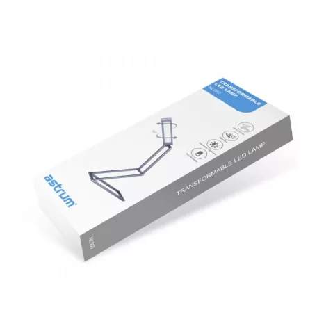 Astrum NL060 ezüst prémium asztali állítható, összecsukható aluminíum szemkímélő LED lámpa 3 különböző fényerővel