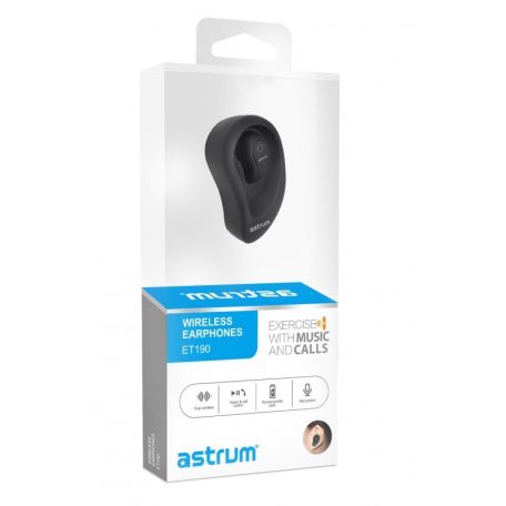 Astrum ET190 fekete BT 4.1 multipoint CSR mini bluetooth headset dokkolóval, töltőkábellel, Android/IOS