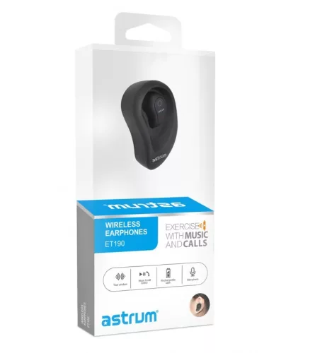 Astrum ET190 fekete BT 4.1 multipoint CSR mini bluetooth headset dokkolóval, töltőkábellel, Android/IOS