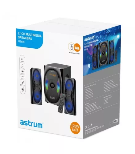 Astrum MS500 2.1 multimédia hangfal szett távirányítóval Bluetooth/FM/USB/kártyaolvasó/equalizer 120W