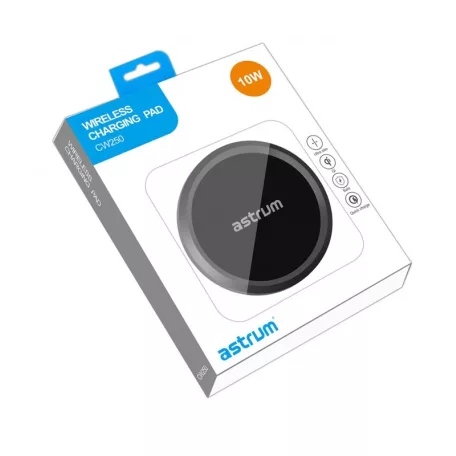 Astrum CW250 univerzális ultra slim vezeték nélküli QI 2.0 töltő 5V/1,5A, 9V/1,1A fekete 10W