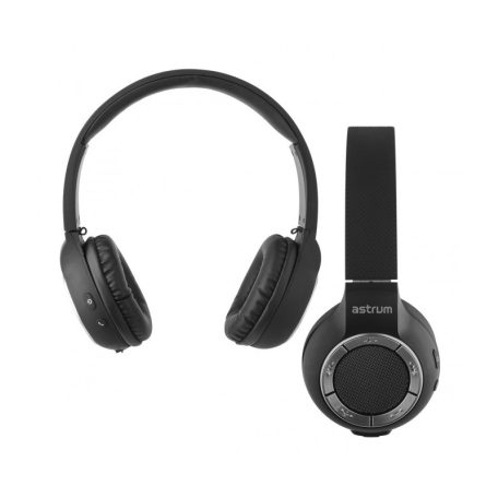 Astrum HT300 sztereó fekete bluetooth 4.2 összecsukható fejhallgató beepitett mikrofonnal, bőr fülpárnákkal