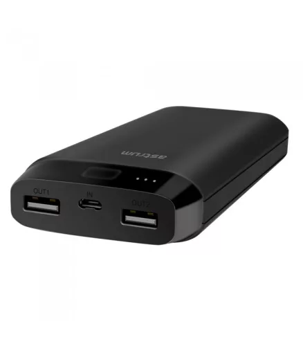 Astrum PB210 gumírozott külső akkumulátor 20000mAh 2X USB, 2X smart IC, 2A input, 2A/2A output fekete 10W