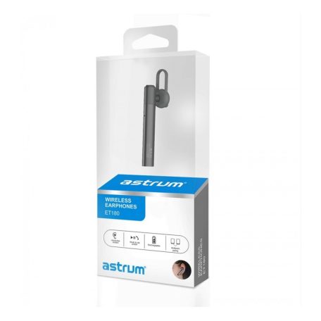 Astrum ET180 szürke BT 4.1 multipoint CSR bluetooth headset töltőkábellel, Android/IOS