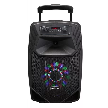 Astrum TM085 "Trolley" hordozható bluetooth hangszóró 8.0", 40W, FM, USB, MicroSD, színes LED világítás, távirányító, mikrofon
