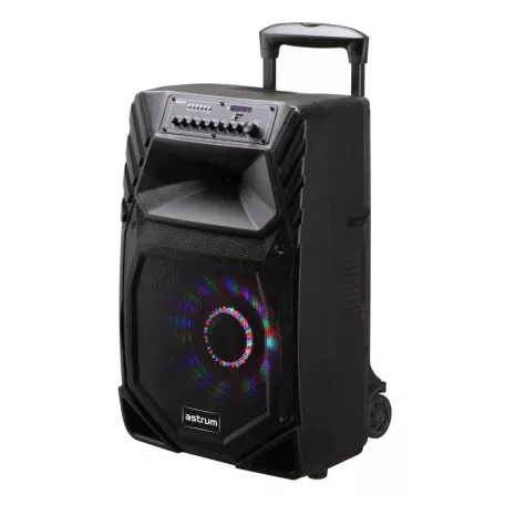 Astrum TM125 "Trolley" hordozható bluetooth hangszóró 12.0", 60W, FM, USB, MicroSD, színes LED világítás, távirányító, 2X mikrofon