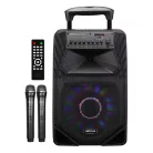 Astrum TM155 "Trolley" hordozható bluetooth hangszóró 15.0", 80W, FM, USB, MicroSD, színes LED világítás, távirányító, 2X mikrofon