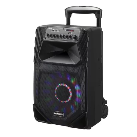 Astrum TM155 "Trolley" hordozható bluetooth hangszóró 15.0", 80W, FM, USB, MicroSD, színes LED világítás, távirányító, 2X mikrofon