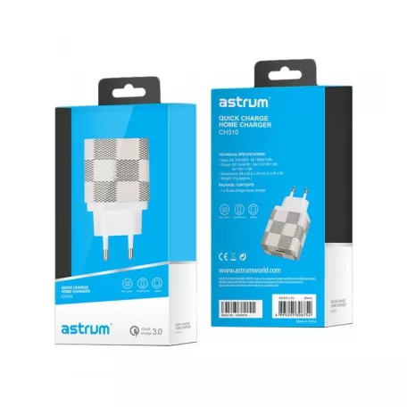 Astrum CH310 QC 3.0 dual color bőrbevonatos hálózati gyorstöltő (Quick Charge) 1xUSB 3,0A 18W